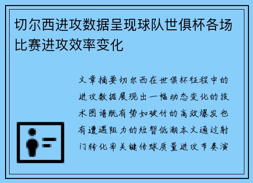 切尔西进攻数据呈现球队世俱杯各场比赛进攻效率变化